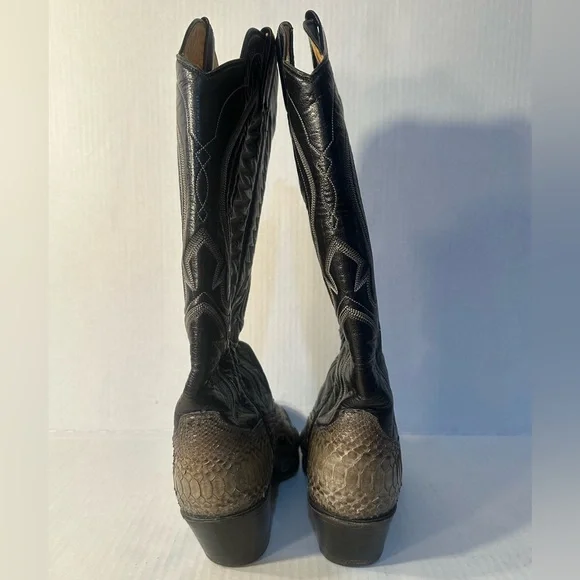 ❗️ Women’s Western Cowboy Cowgirl Black Leather Snakeskin Boots Size 6 Panhandle - Picture 7 of 14